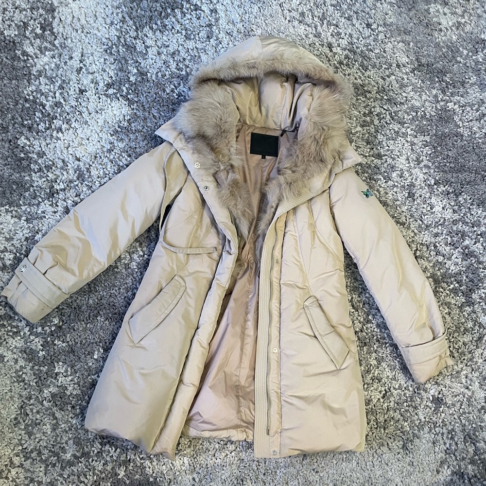 dawn levy cream fur winter coat